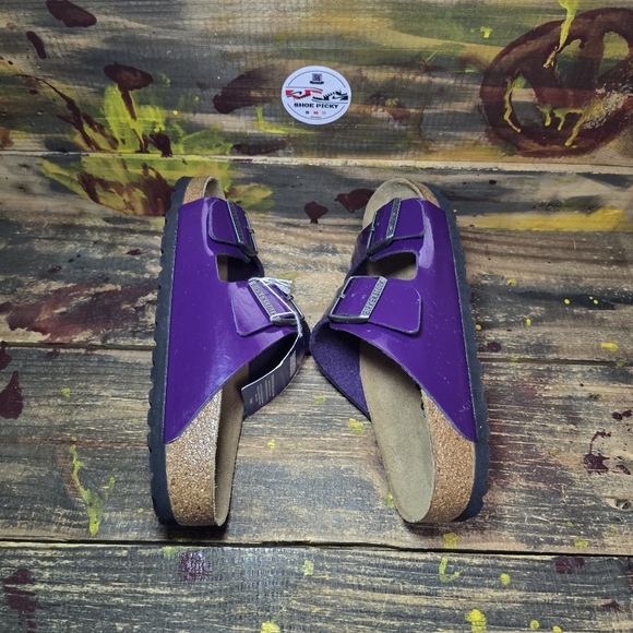 Birkenstock New w/o Box Arizona Plum Purple Birko Flor Patent Regular Size‎ 9 - Picture 4 of 9